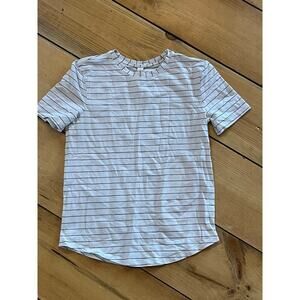 Lululemon women's curved hem striped top.stretchy.white/black. Size 2.athleisure